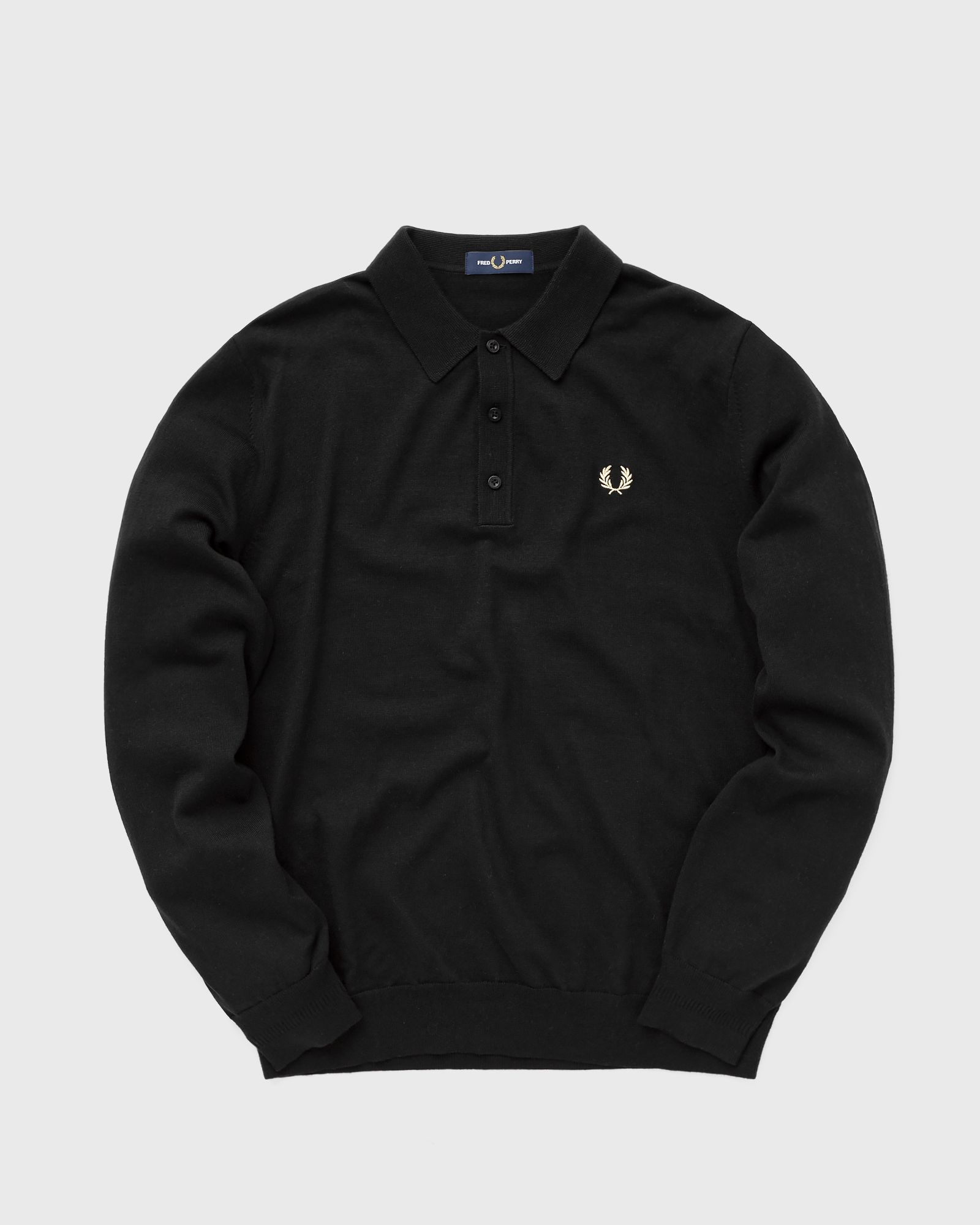 Fred Perry - classic knitted shirt ls men pullovers black in größe:s