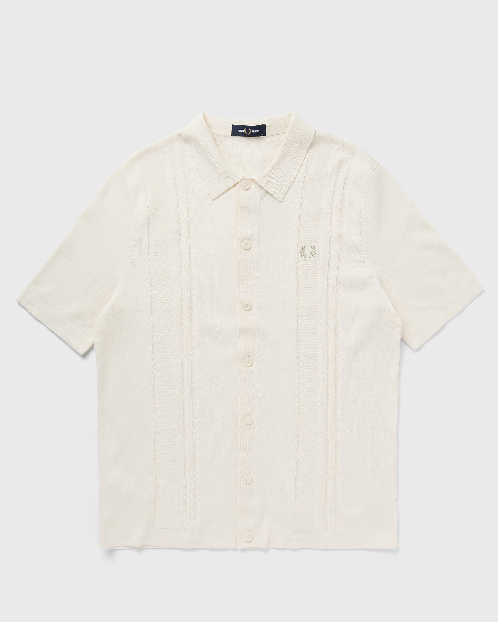 Fred Perry - button through knitted shirt men shortsleeves white in größe:xxl
