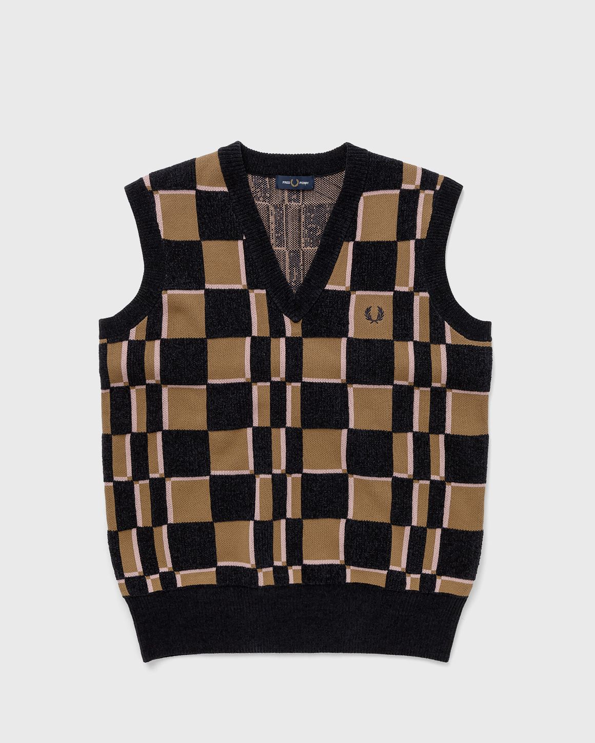 Fred Perry Glitch Chequerboard Tank Black Brown BSTN Store