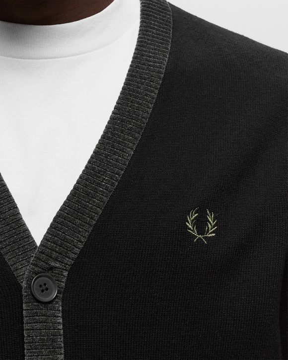 Fred Perry Chenille Placket Cardigan Black - BLACK