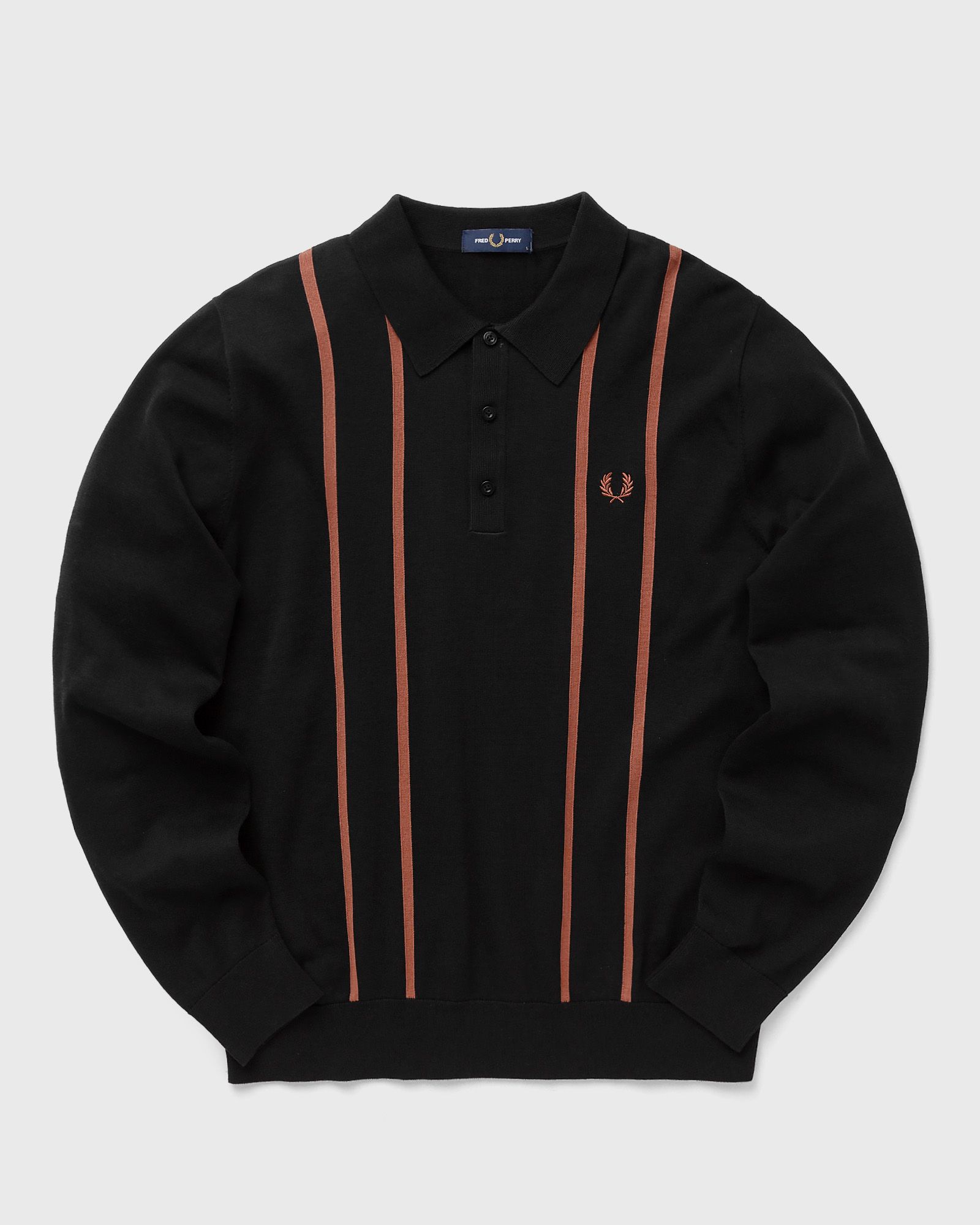 Fred Perry - vertical stripe knitted shirt men polos black in größe:m