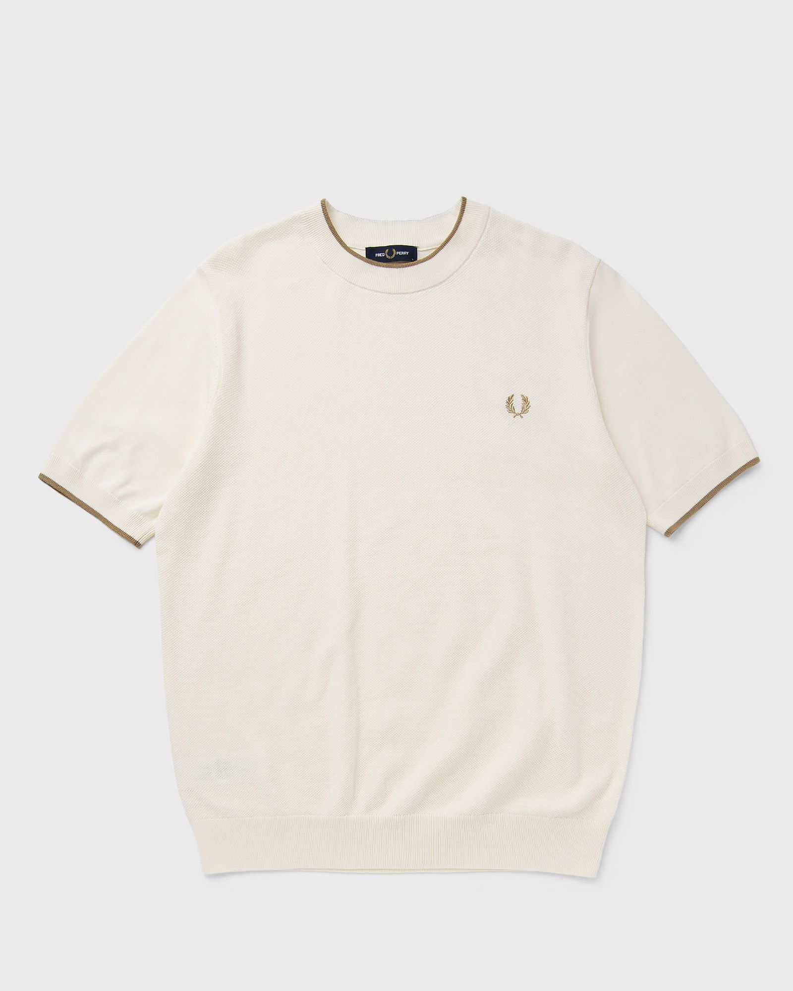 Fred Perry - texture front knitted t-shirt men shortsleeves beige in größe:m