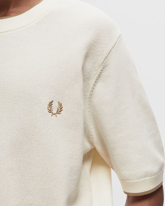 Fred Perry TEXTURE FRONT KNITTED T SHIRT Beige BSTN Store