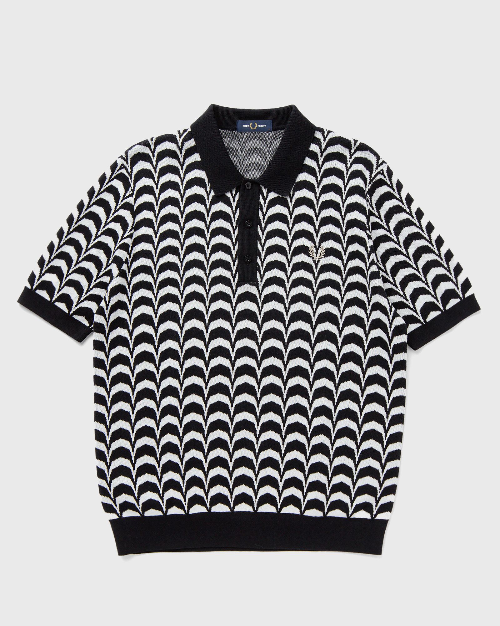 Fred Perry - jacquard knitted shirt men polos black|white in größe:l