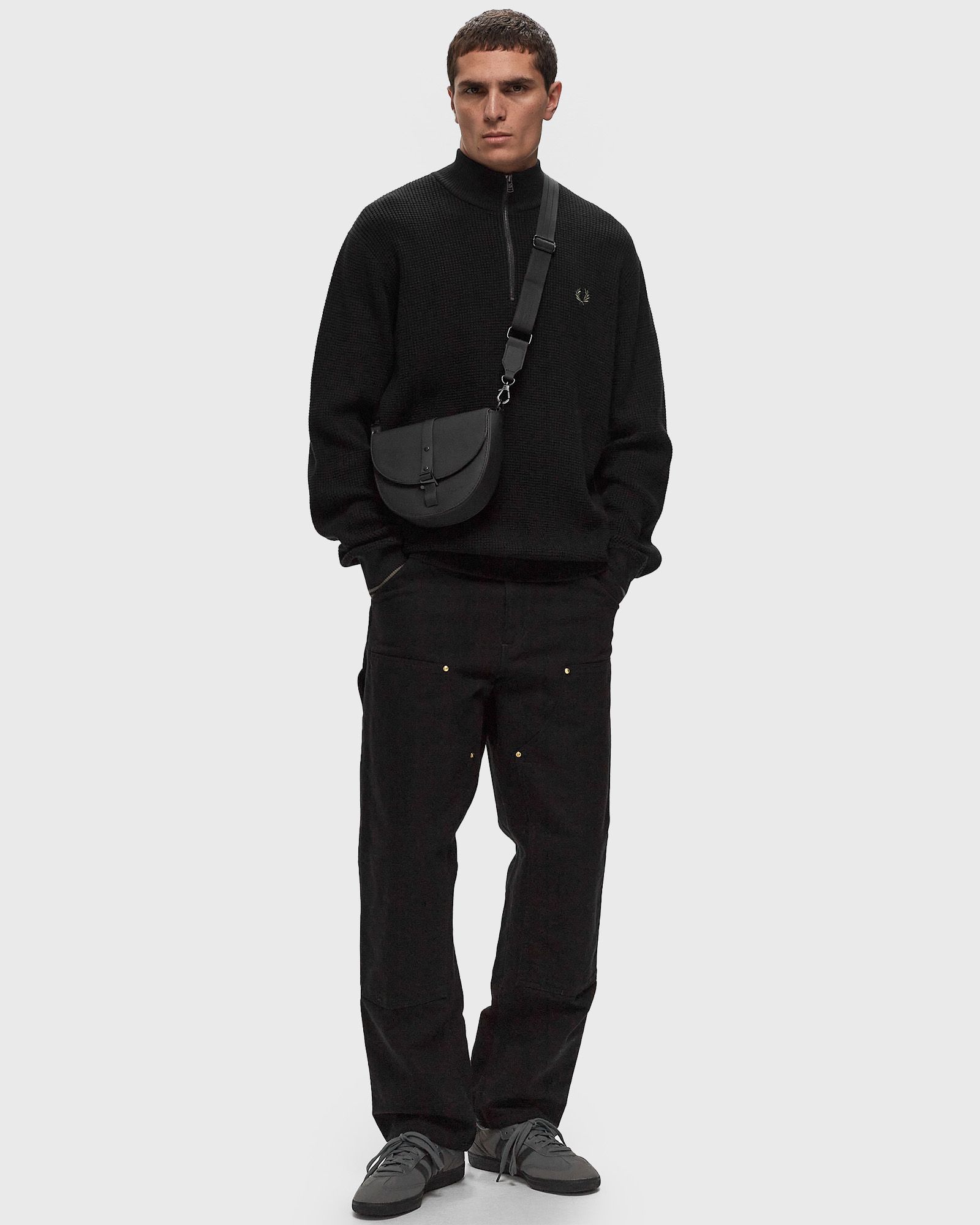 WAFFLE STITCH HALF ZIP JUMPER