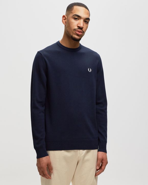 Fred Perry CLASSIC CREW NECK JUMPER Blue BSTN Store