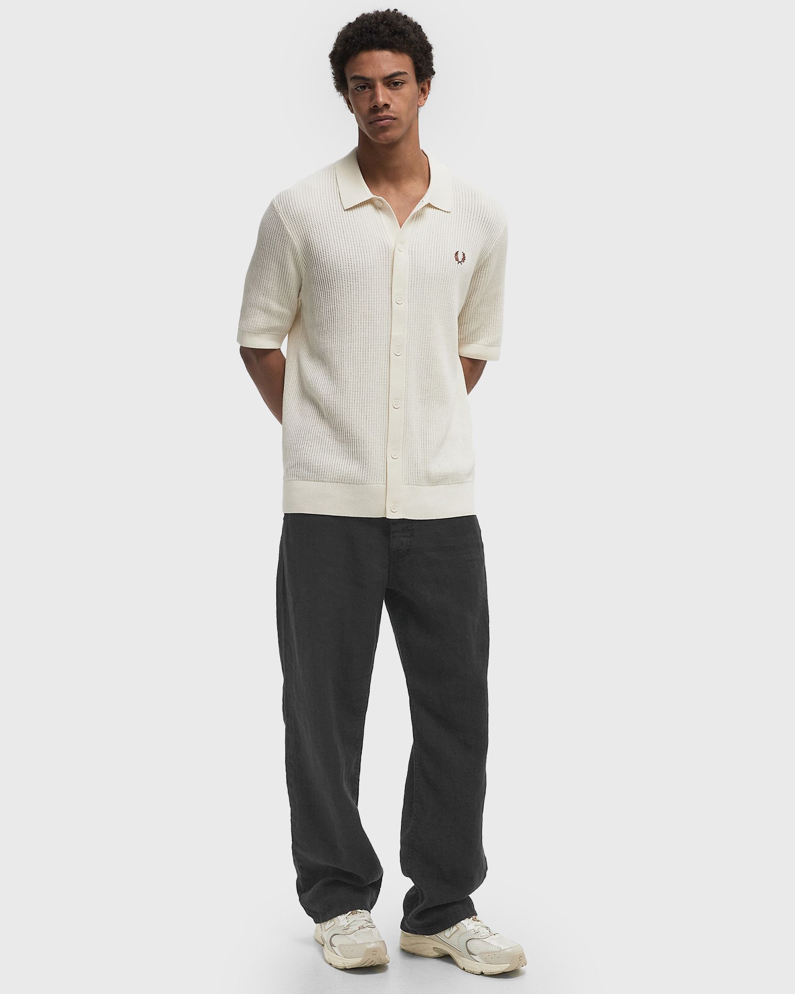 TEXTURED BUTTON THROUGH KNITTED SHIRT