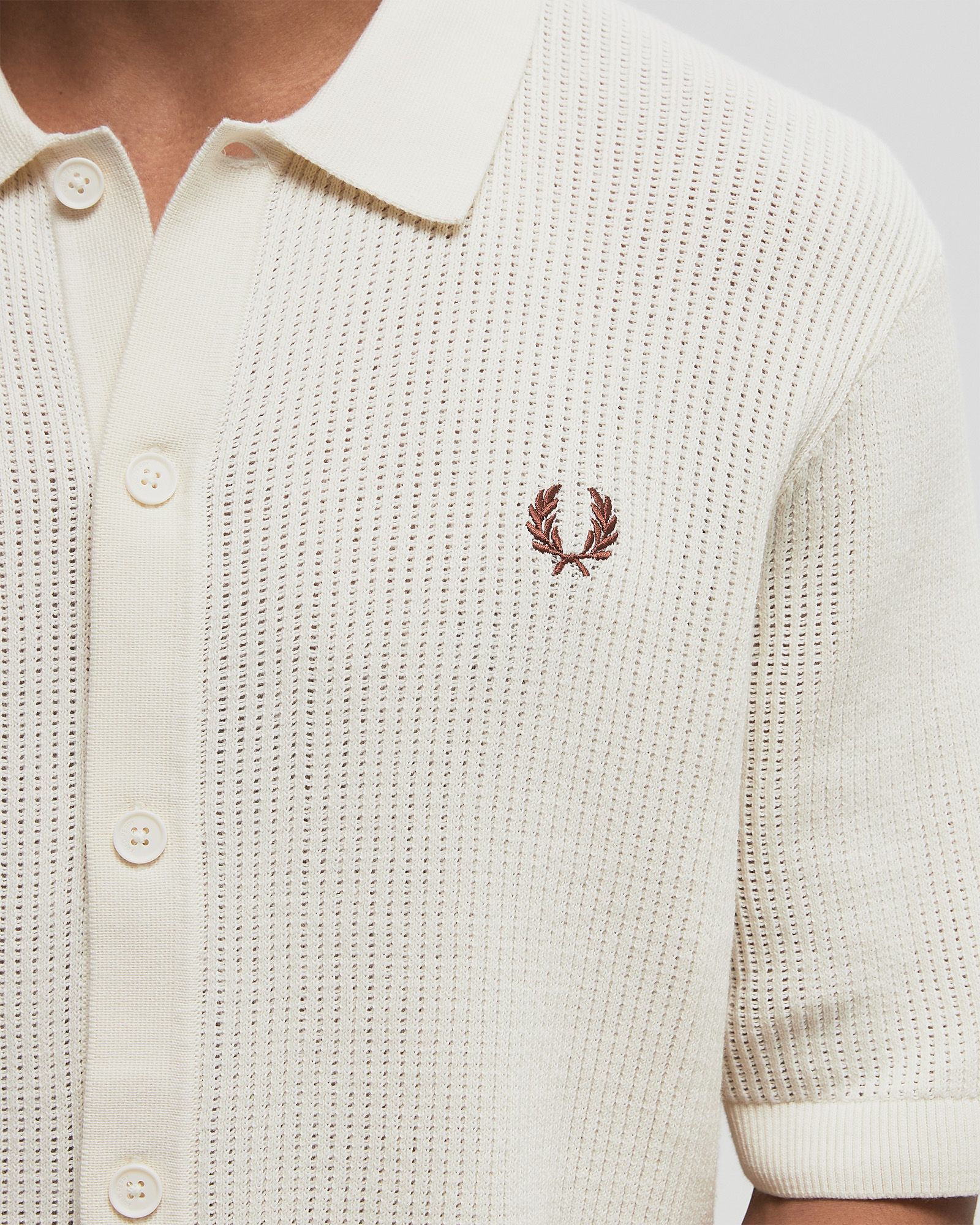 TEXTURED BUTTON THROUGH KNITTED SHIRT