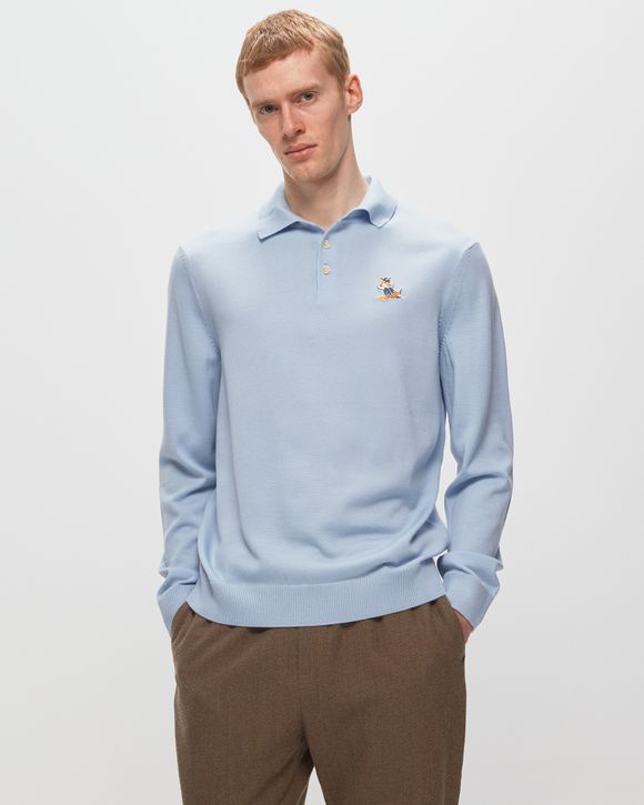 Maison Kitsune DRESSED FOX PATCH REGULAR POLO JUMPER Blue