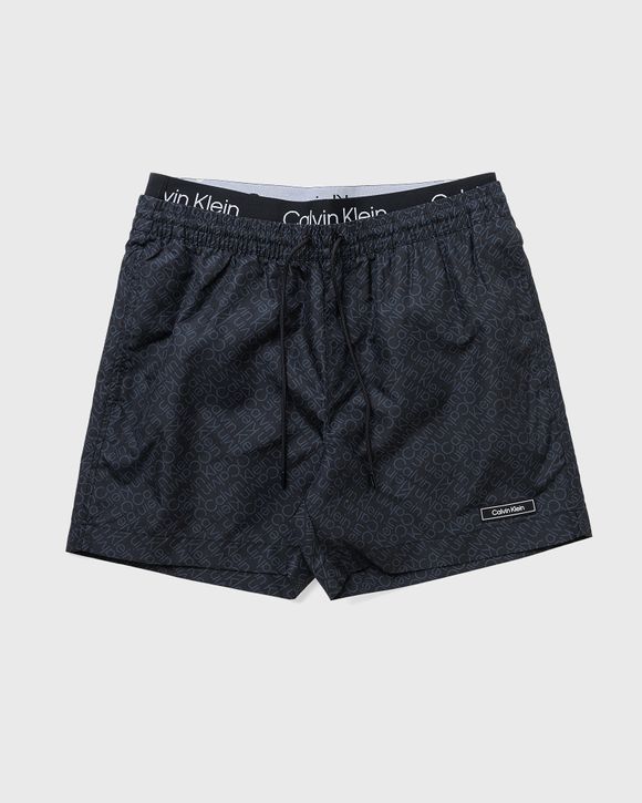 Calvin Klein Underwear MEDIUM DOUBLE WAISTBAND-PRINT SWIMSHORTS Grey ...