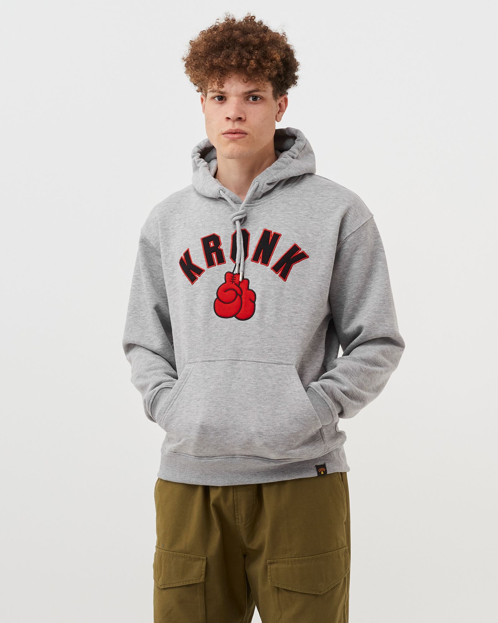 Gloves Applique Hoodie Regular Fit Sports Grey