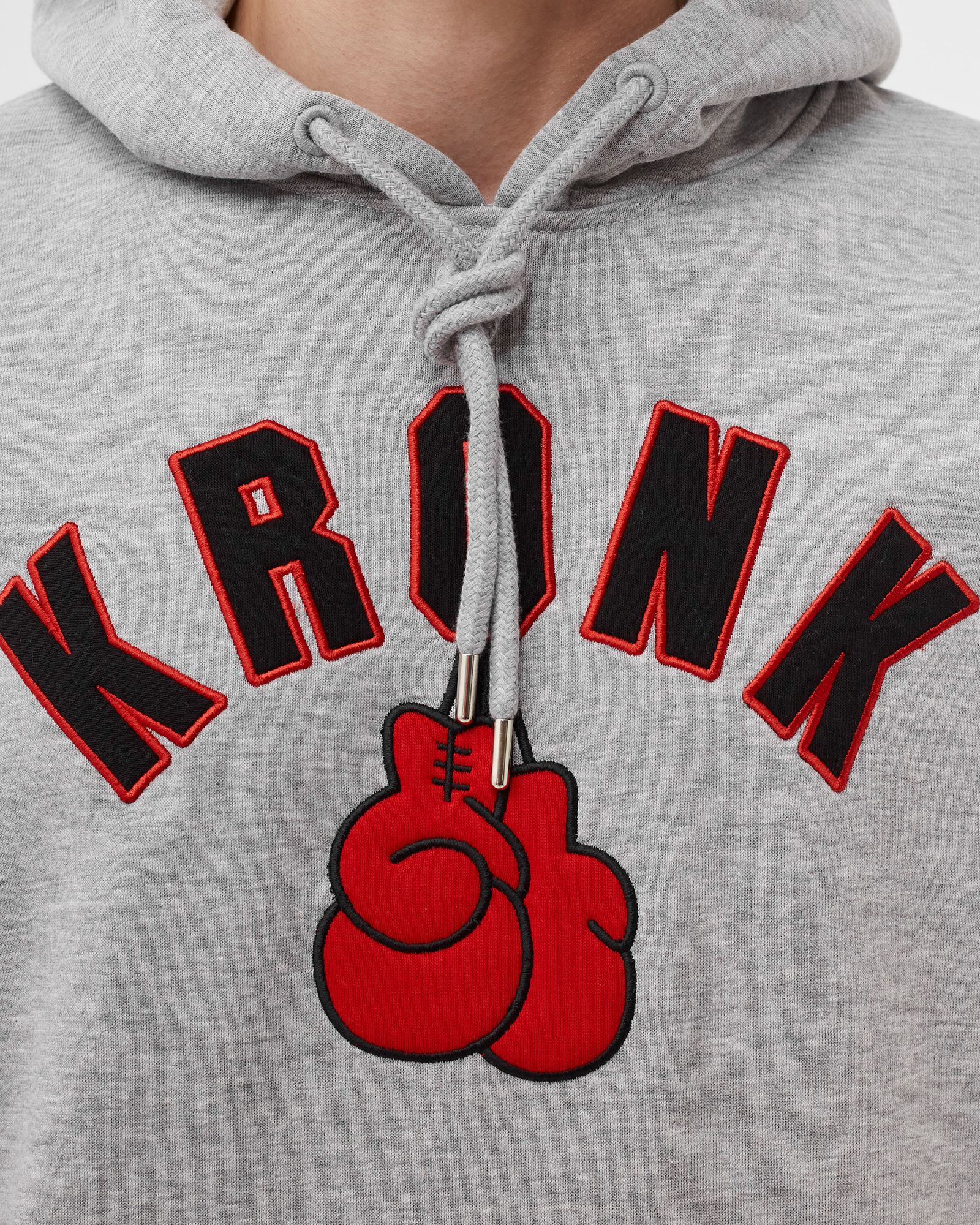 Gloves Applique Hoodie Regular Fit Sports Grey