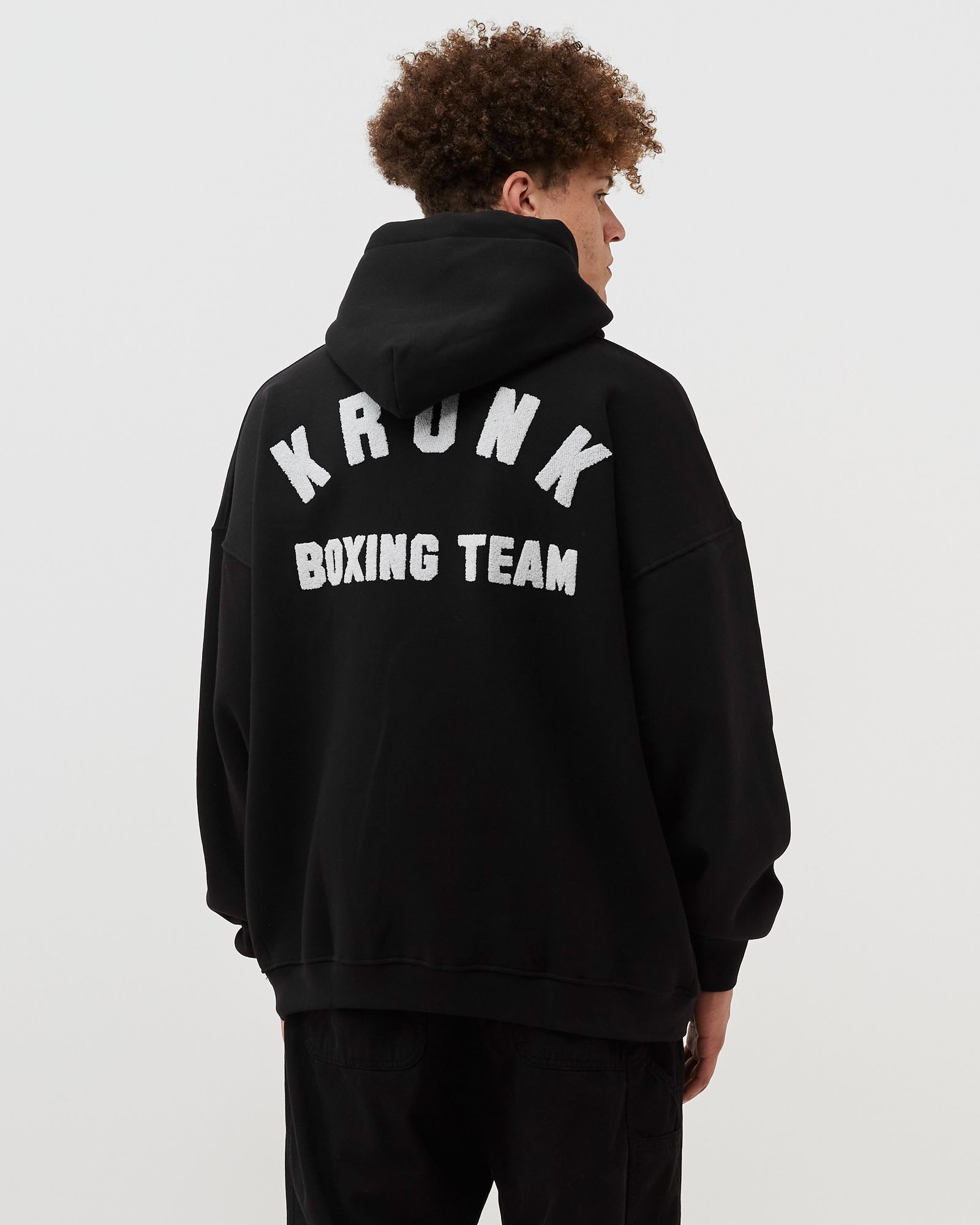 Boxing Team Towelling Applique Hoodie Regular Fit Black