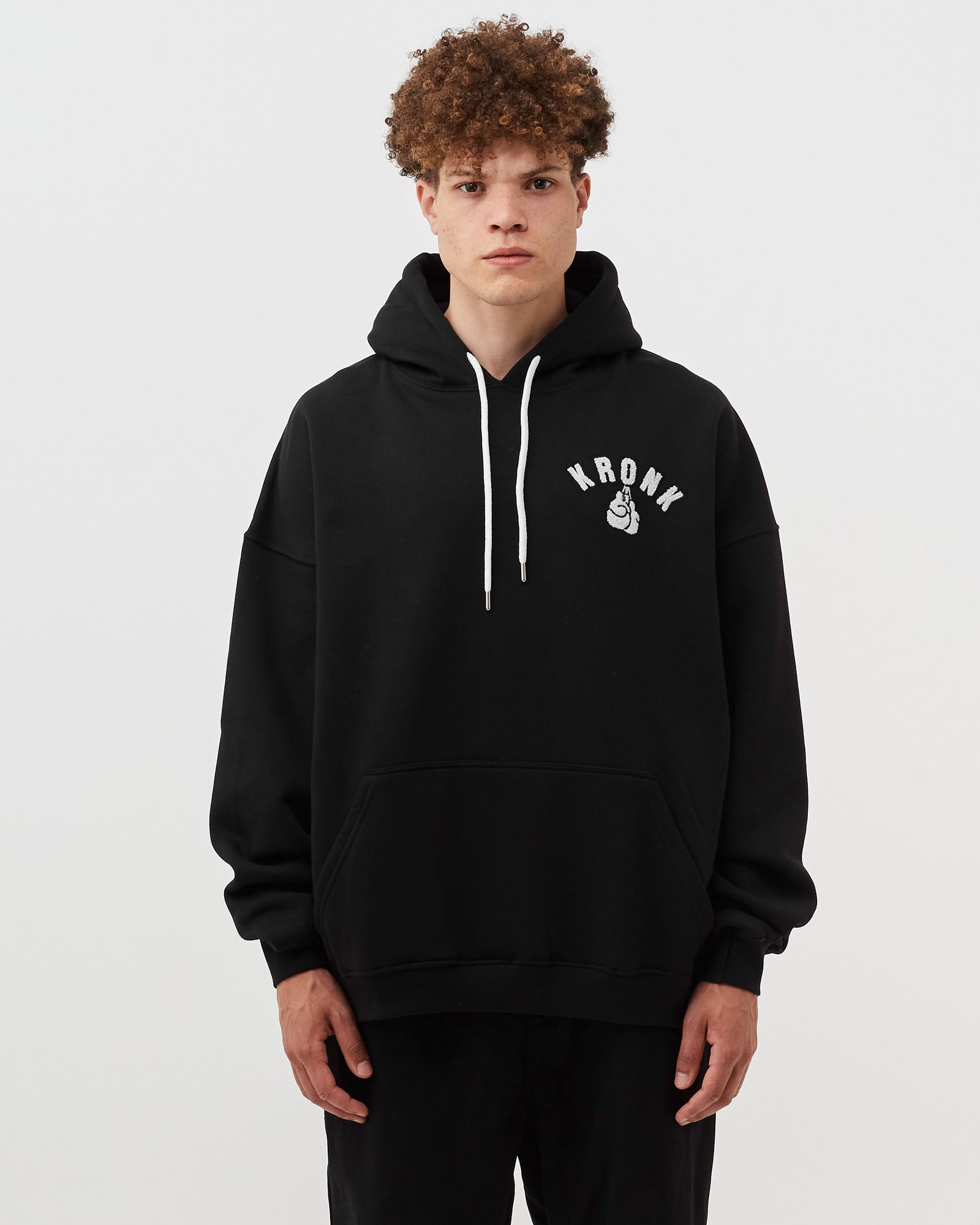 Boxing Team Towelling Applique Hoodie Regular Fit Black