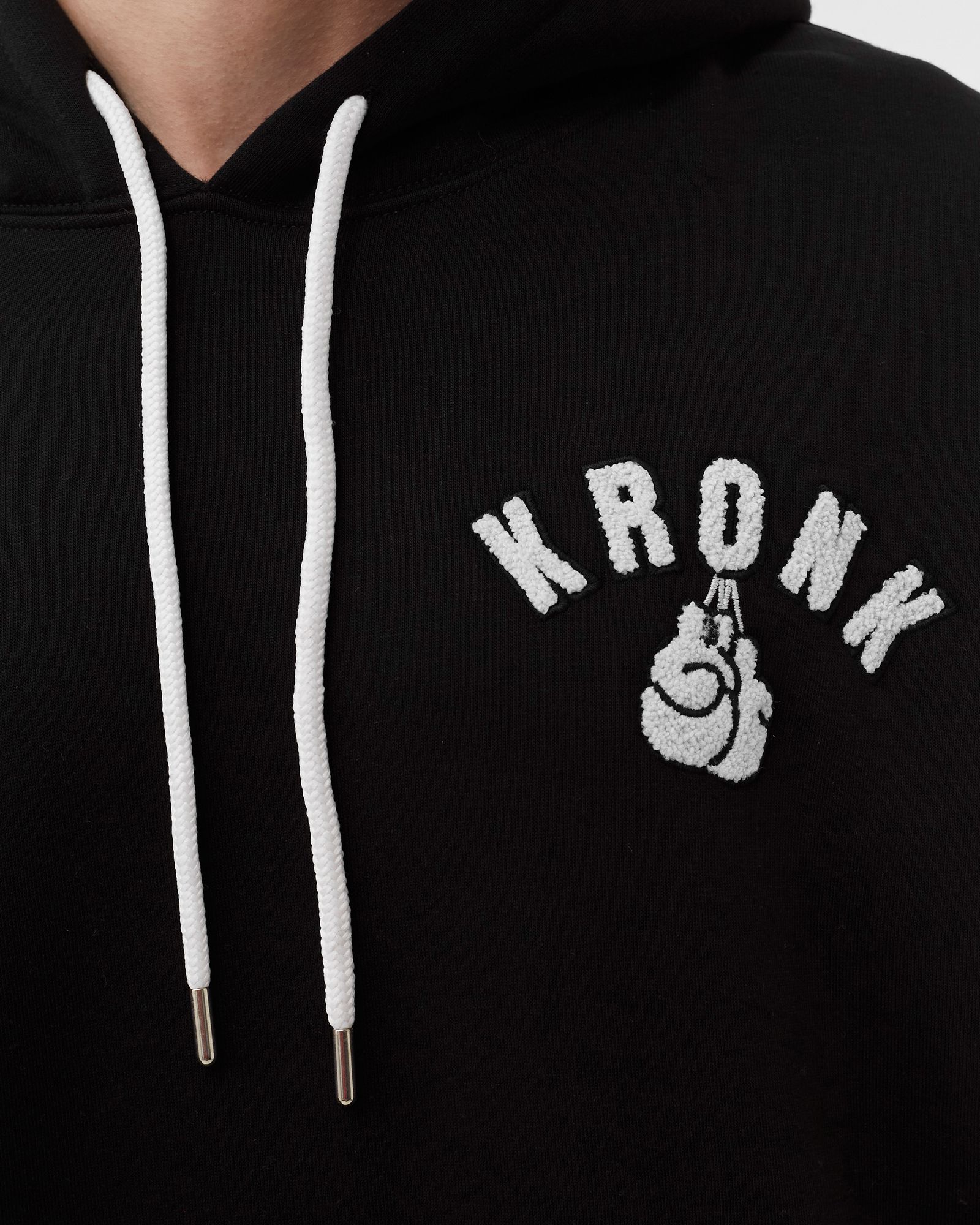 Boxing Team Towelling Applique Hoodie Regular Fit Black