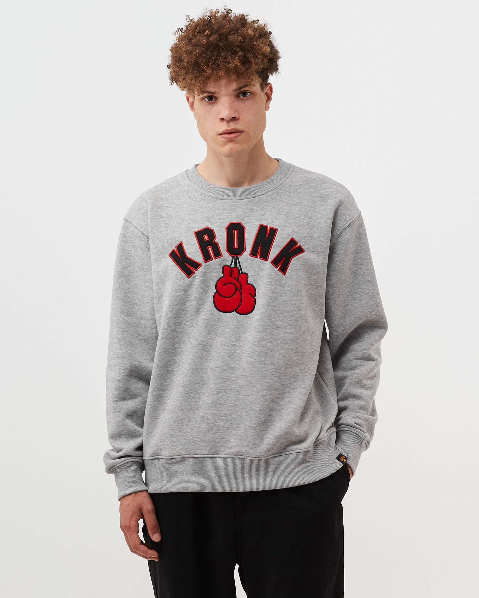 Gloves Applique Sweatshirt Regular Fit Sports Grey