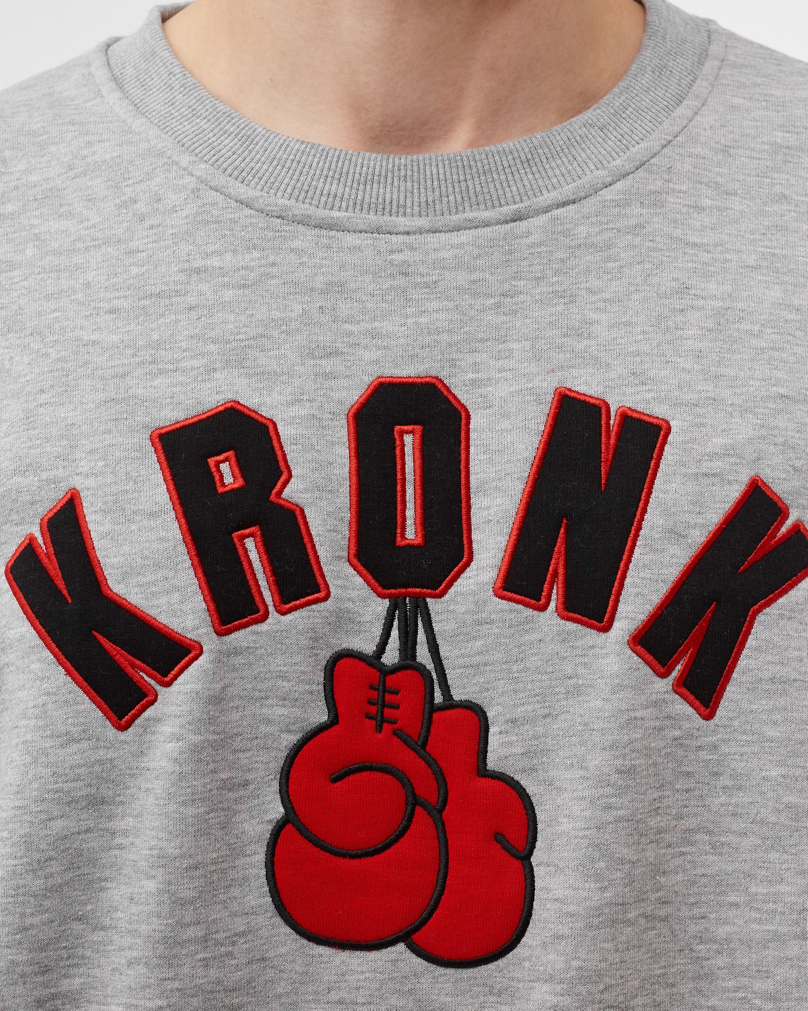 Gloves Applique Sweatshirt Regular Fit Sports Grey