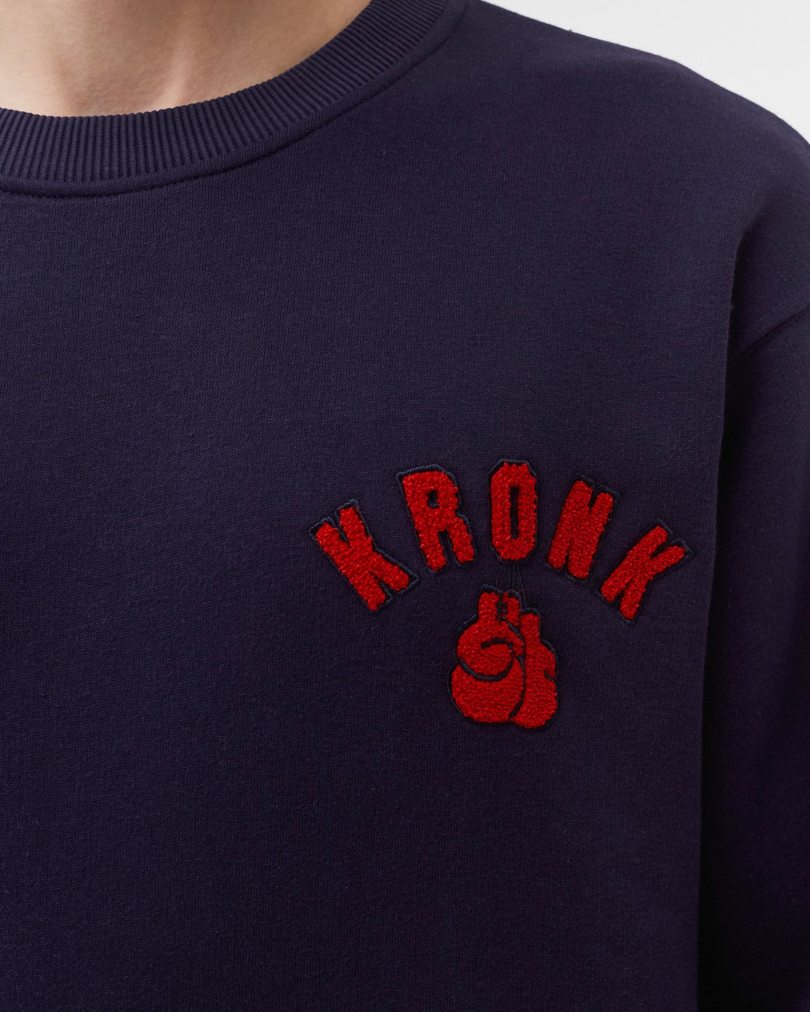 One Colour Gloves Towelling Applique Logo Sweatshirt Regular Fit Navy