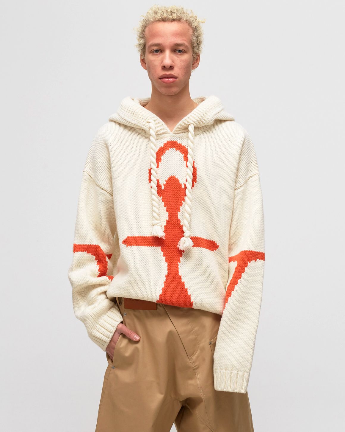 JW Anderson ANCHOR LOGO HOODIE Beige | BSTN Store