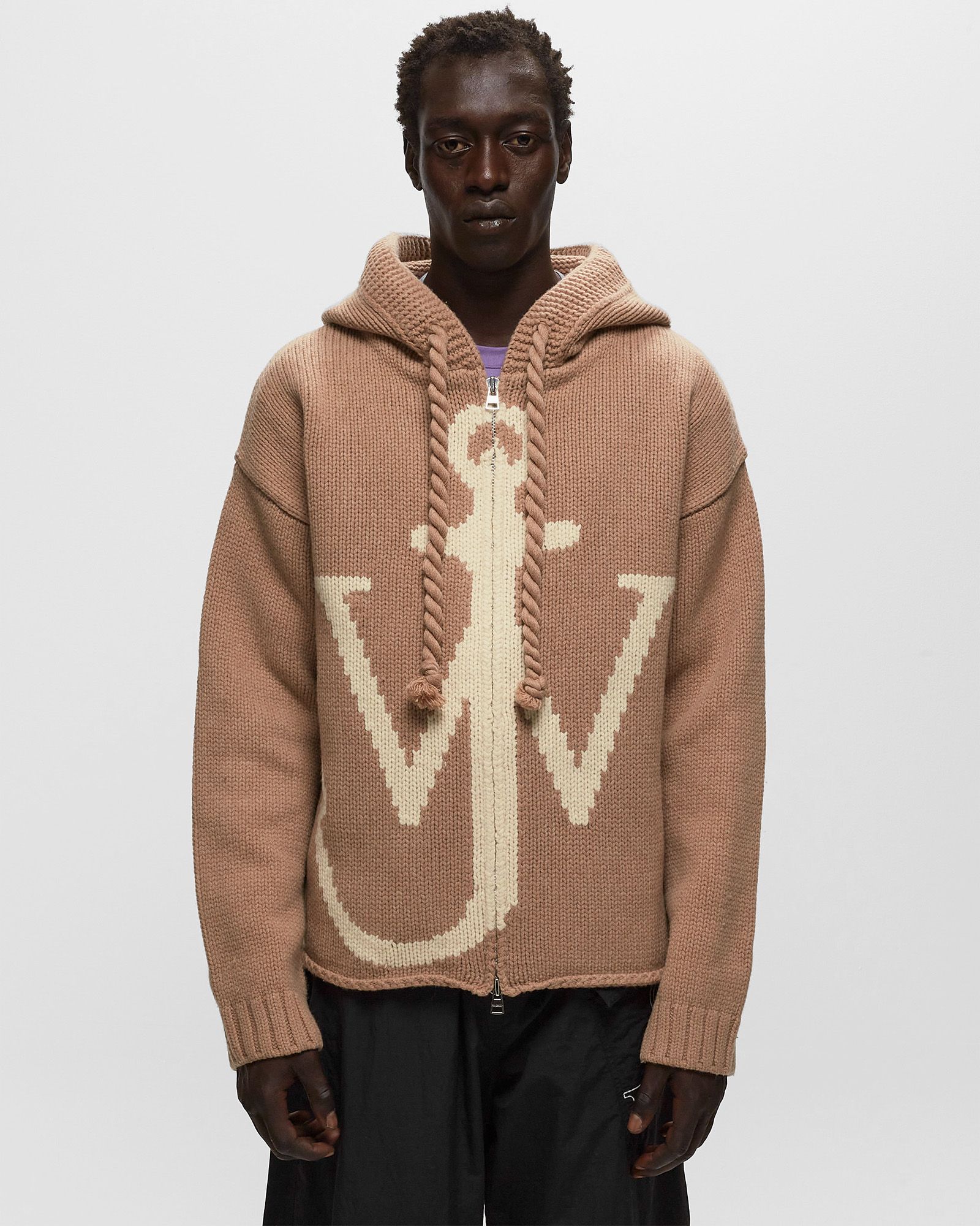 JW Anderson ZIP FRONT ANCHOR HOODIE Brown | BSTN Store