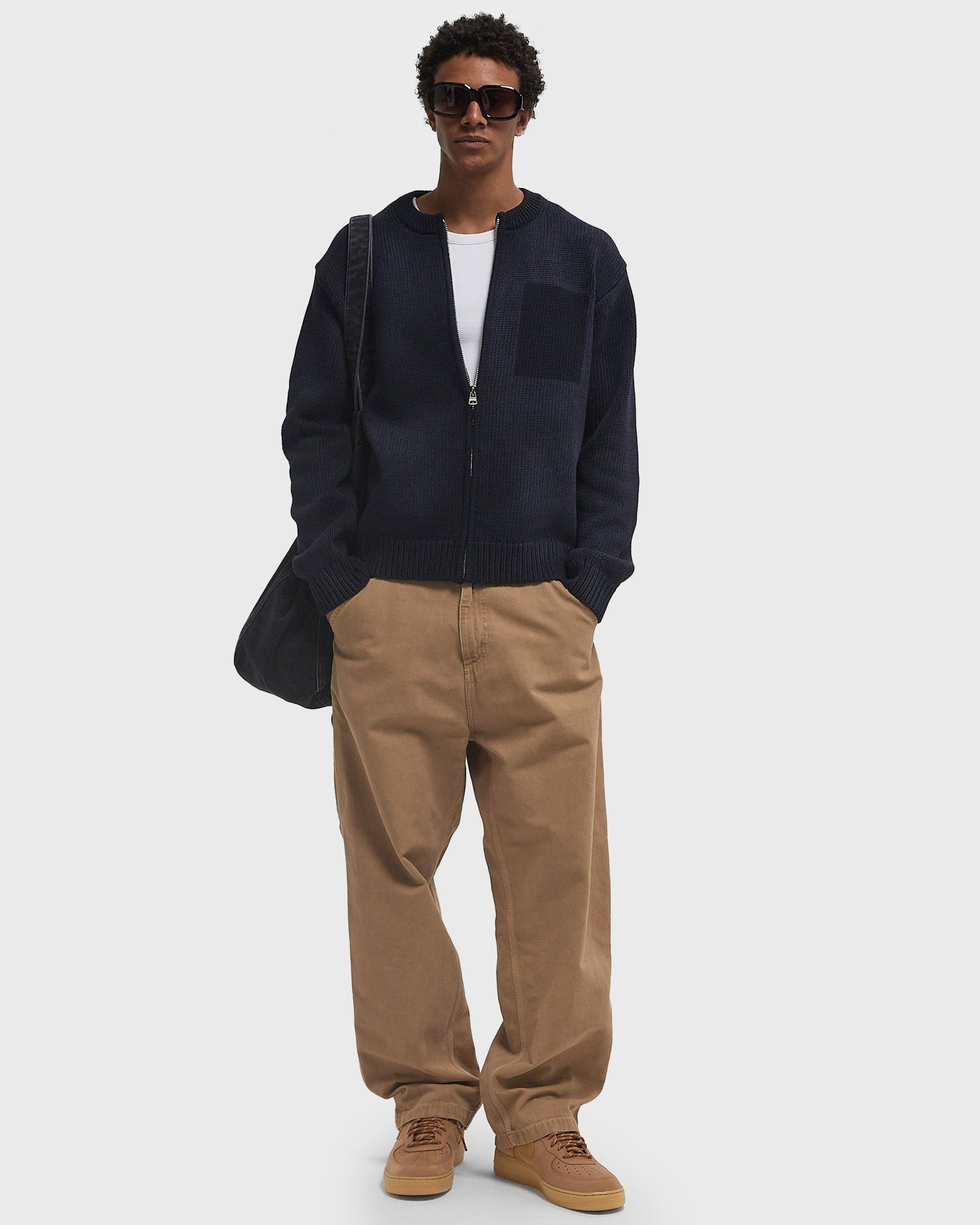 WASHED ZIP FRONT CARDIGAN