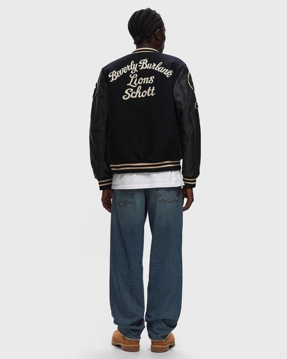 Schott 星条旗 ブラック × ネイビー ブルゾン ジャケット コットン 綿 Schott 星条旗 ブラック × ネイビー ブルゾン ジャケット