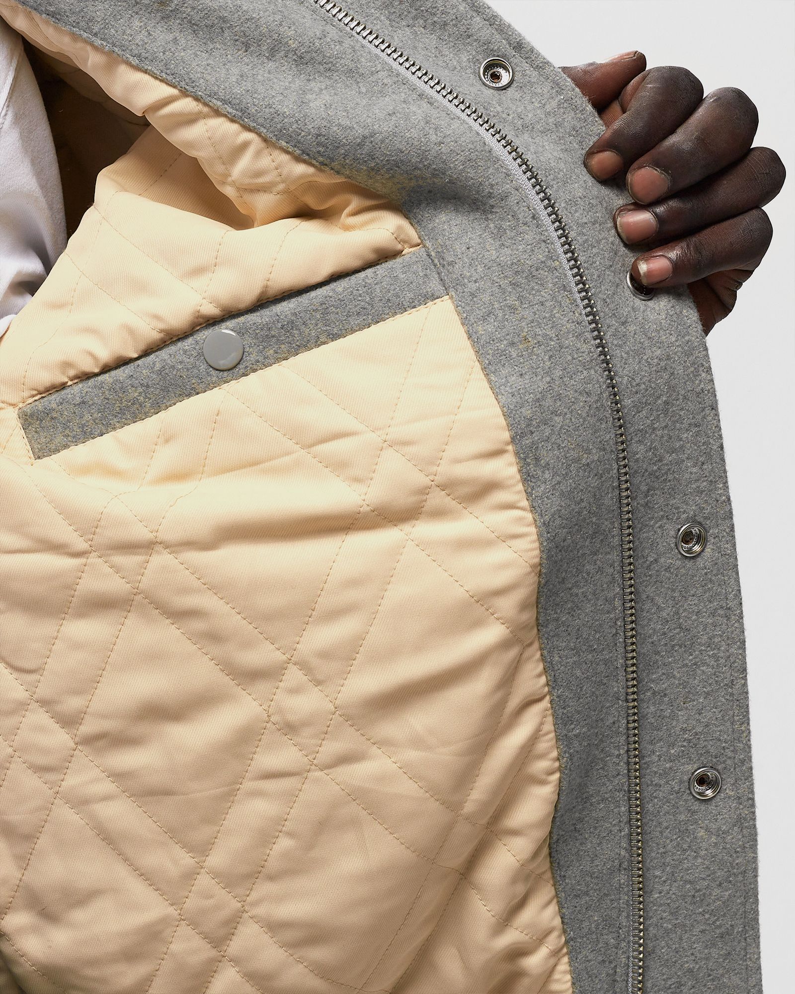 BLOUSON UNIVERSITE BI-MATIERE CUIR/LAINE