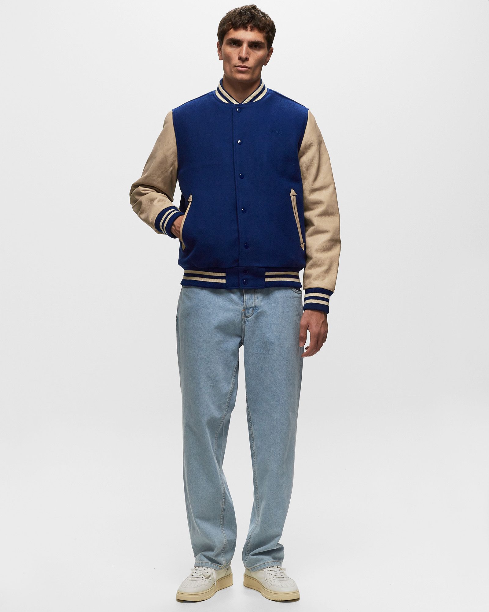 VARSITY COL RIB CUIR / LAINE