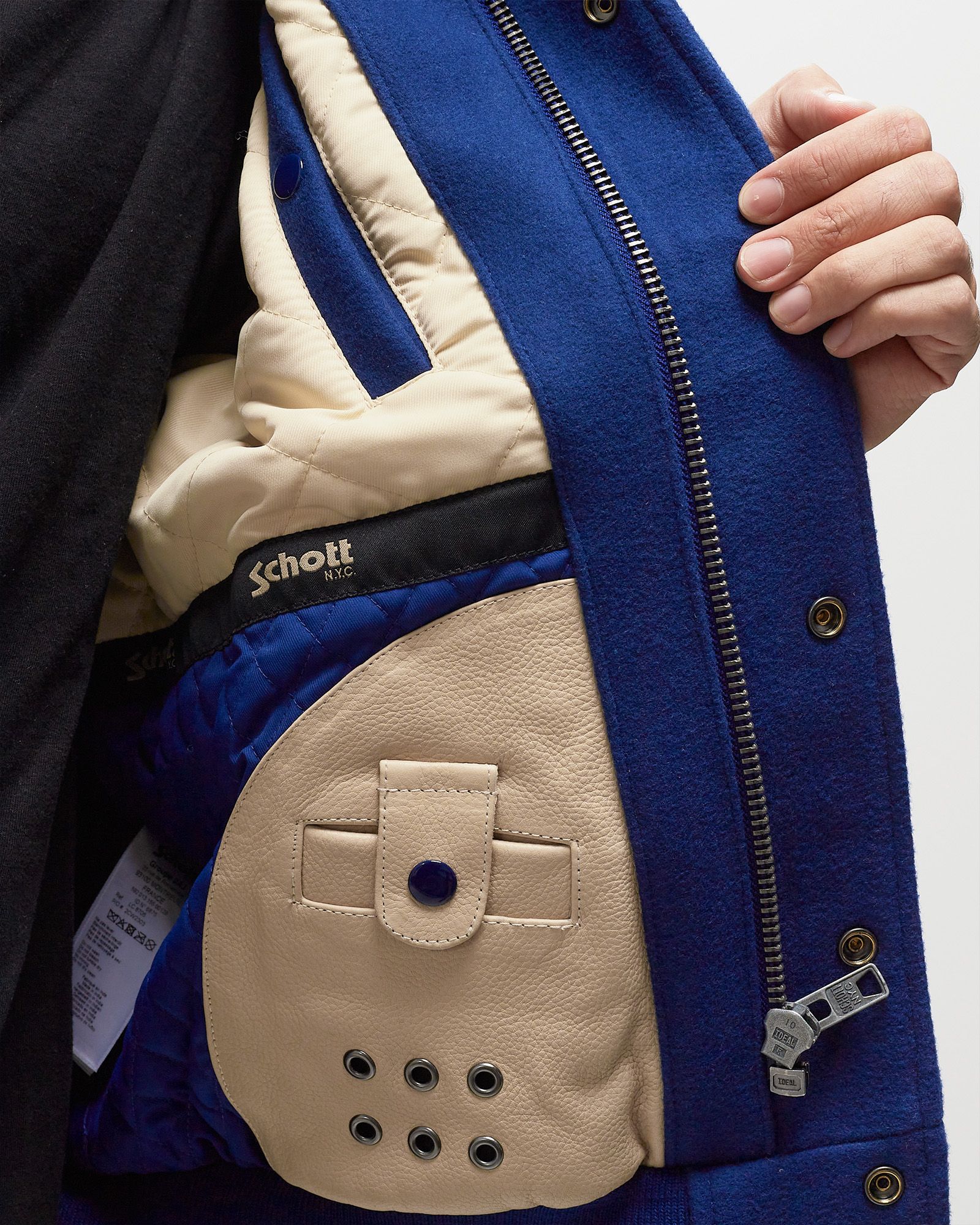 VARSITY COL RIB CUIR / LAINE