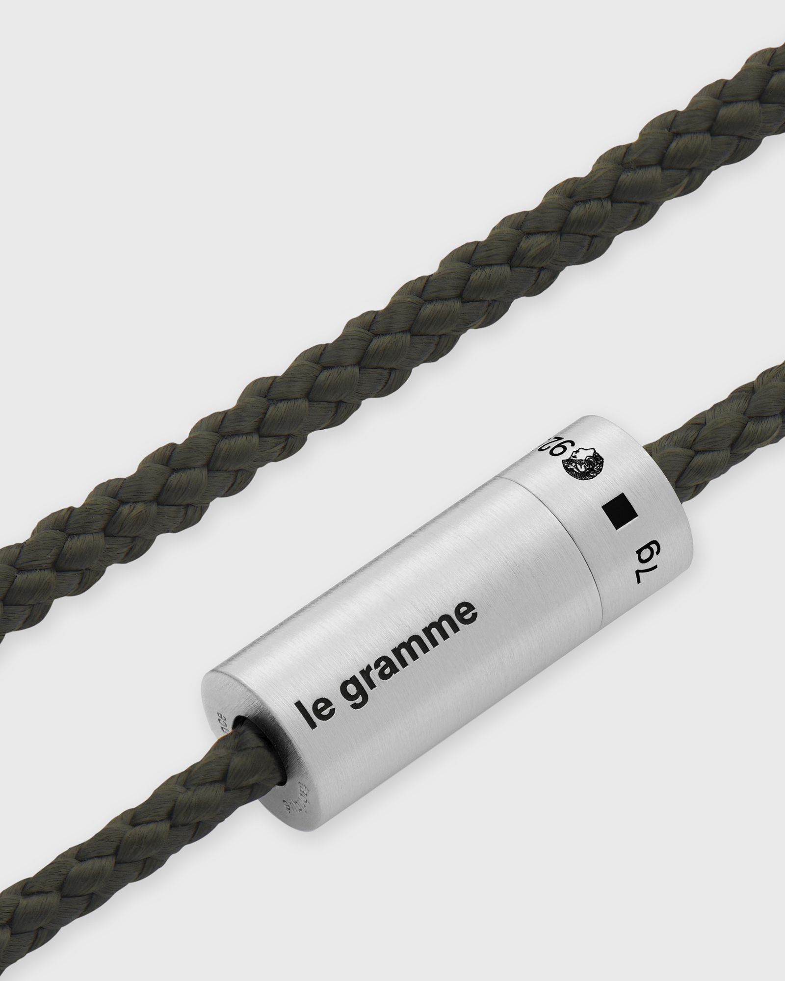 7g-brushed sterling silver-khaki nato-cable bracelet