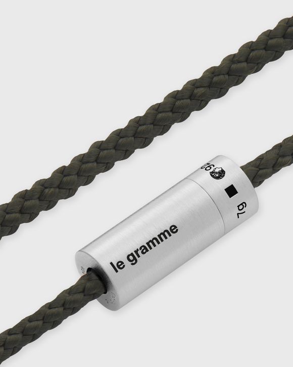 7g-brushed sterling silver-khaki nato-cable bracelet