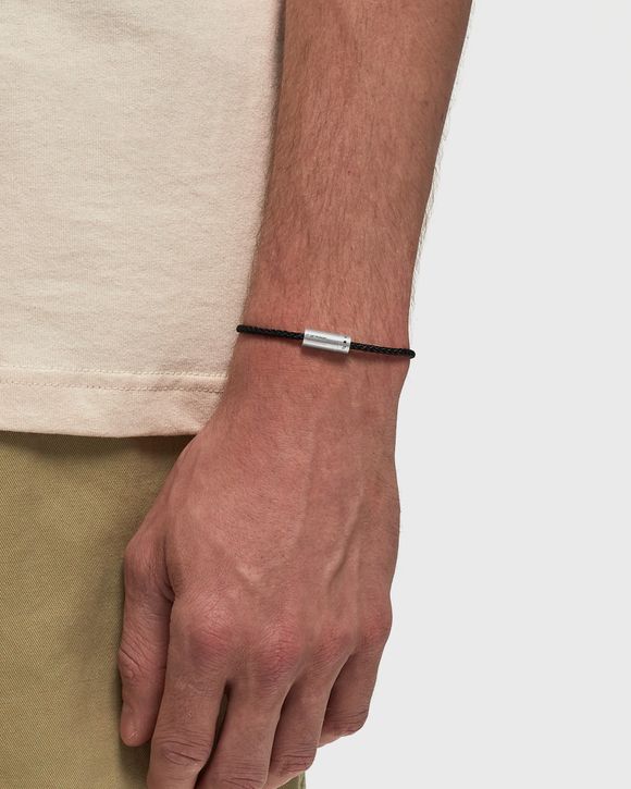 Thumbnail - 7g brushed sterling silver black nato cable bracelet