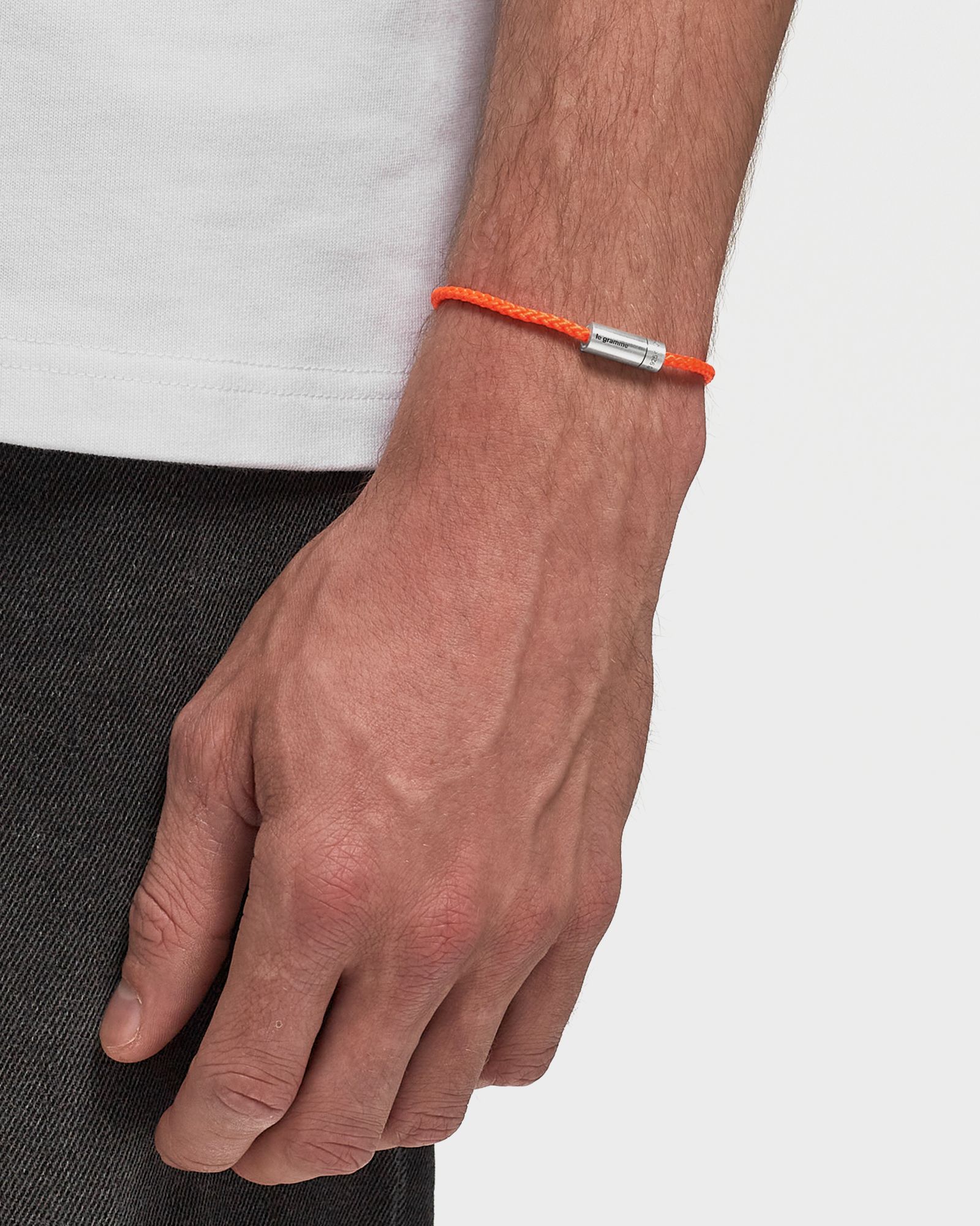 7g-brushed sterling silver-orange nato-cable-bracelet