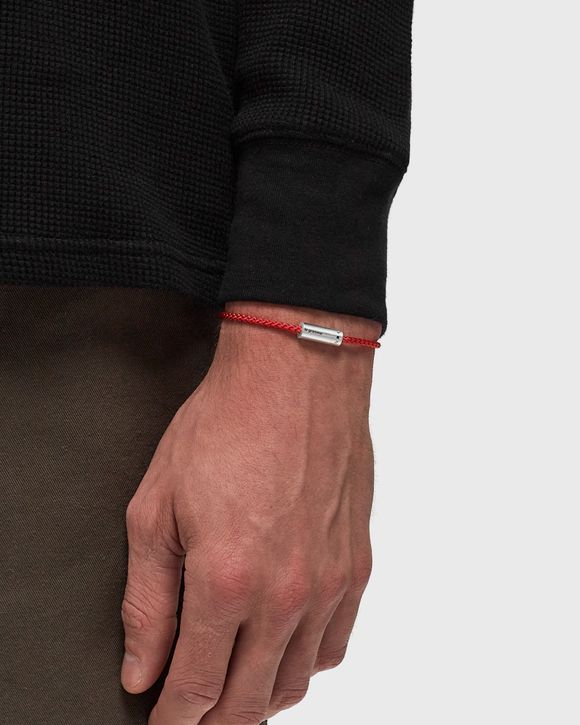 Thumbnail - 7g-brushed-sterling silver-red nato-cable-bracelet