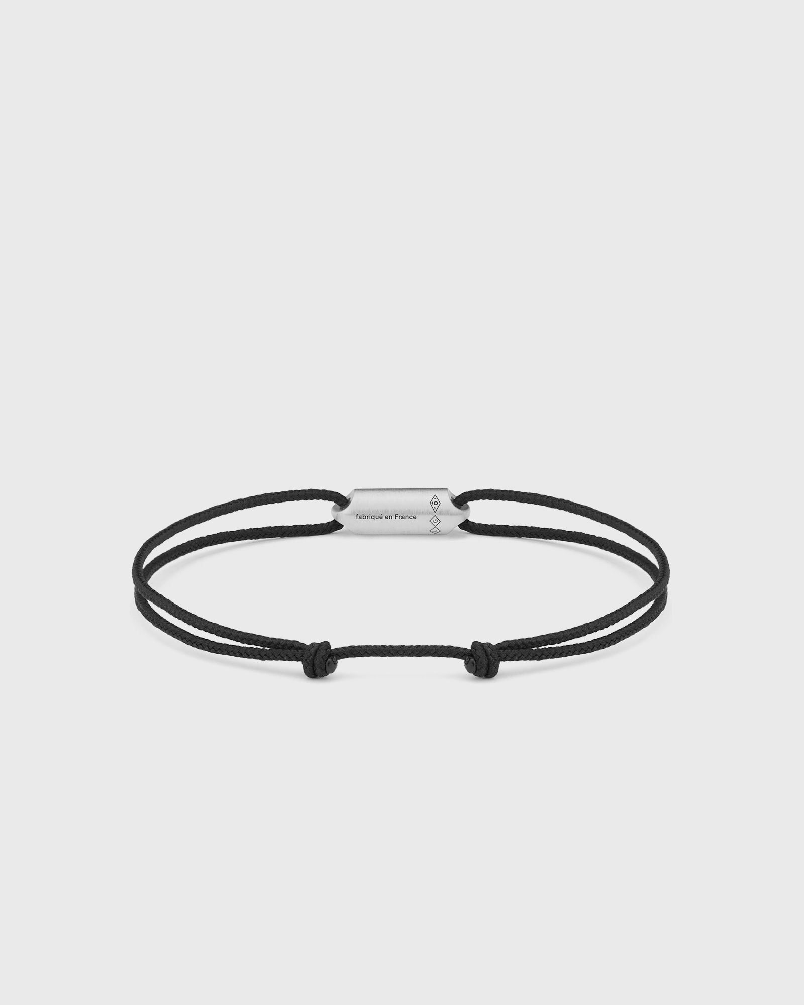 3g brushed sterling silver black cord segment bracelet