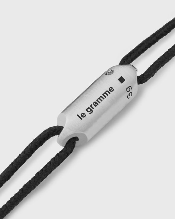 3g brushed sterling silver black cord segment bracelet