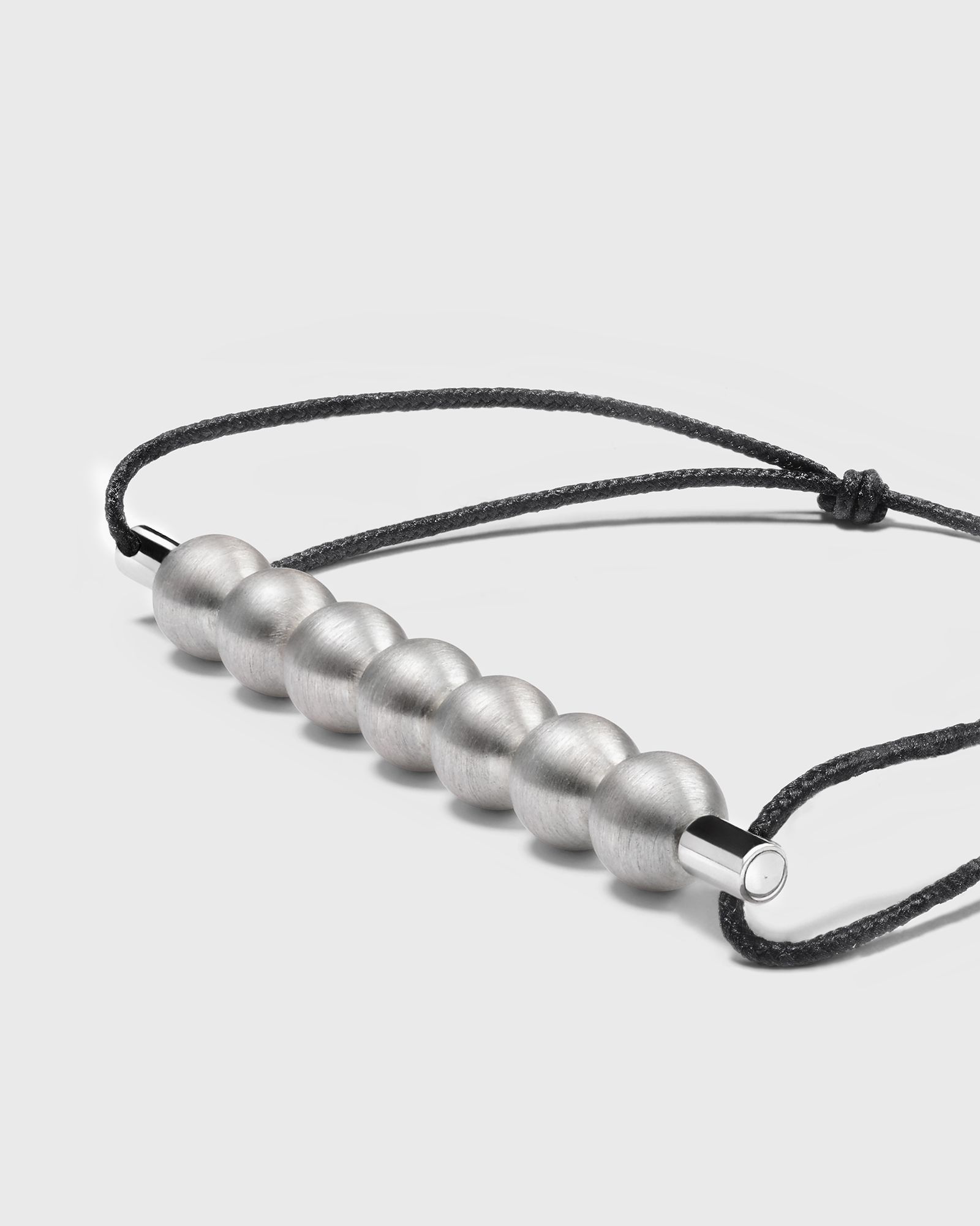 13g brushed sterling silver 7 beads cord bracelet