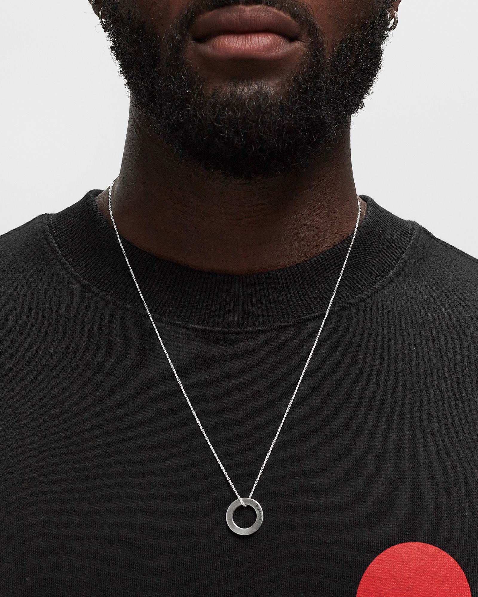 1.1g-polished and brushed-sterling silver-round necklace