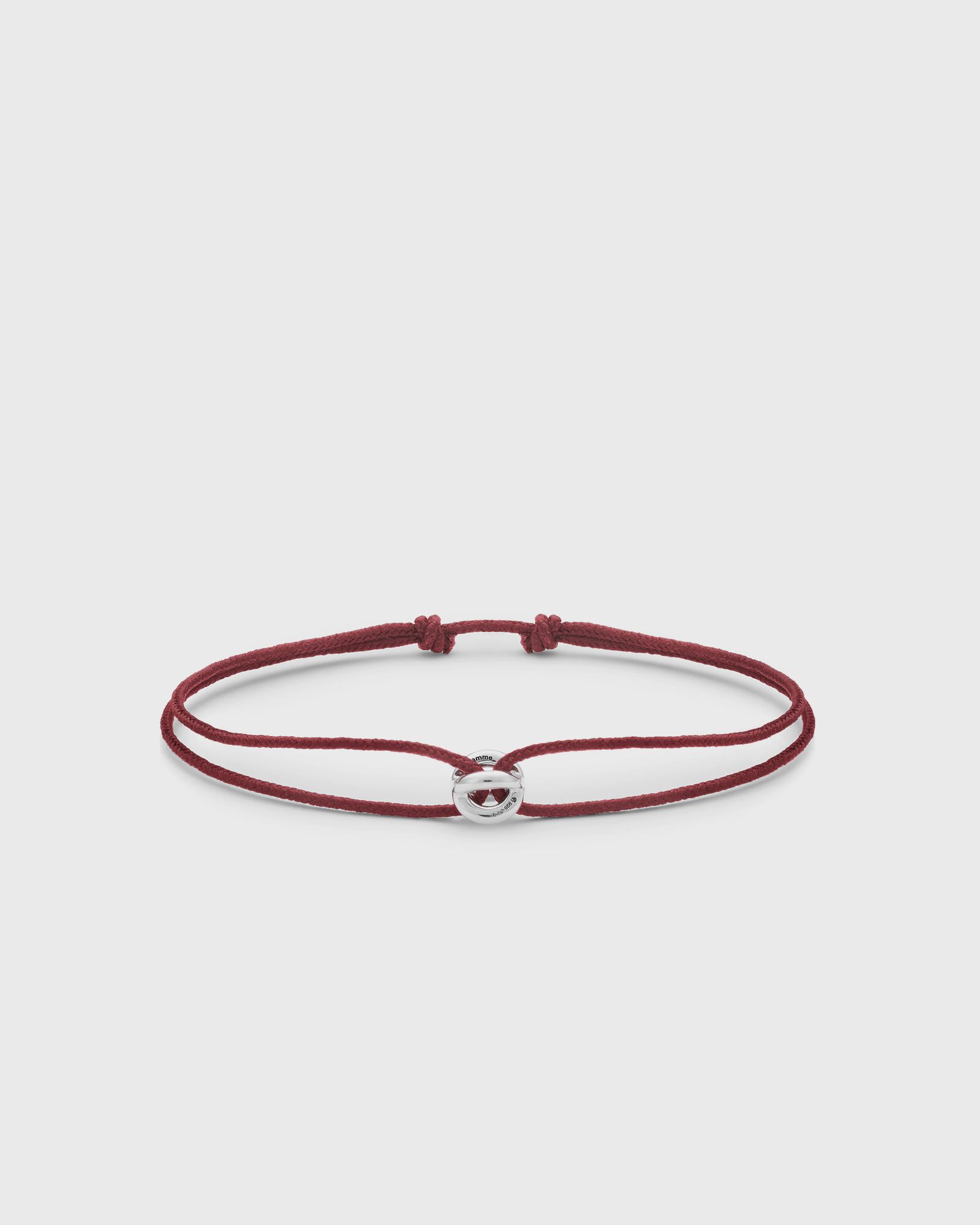 1g polished sterling silver burgundy entrelacs cord bracelet