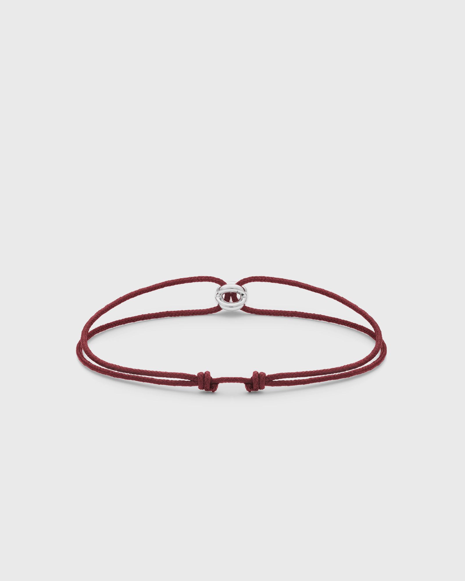 1g polished sterling silver burgundy entrelacs cord bracelet