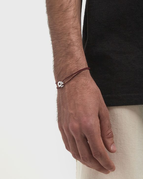 3g polished sterling silver burgundy entrelacs cord bracelet