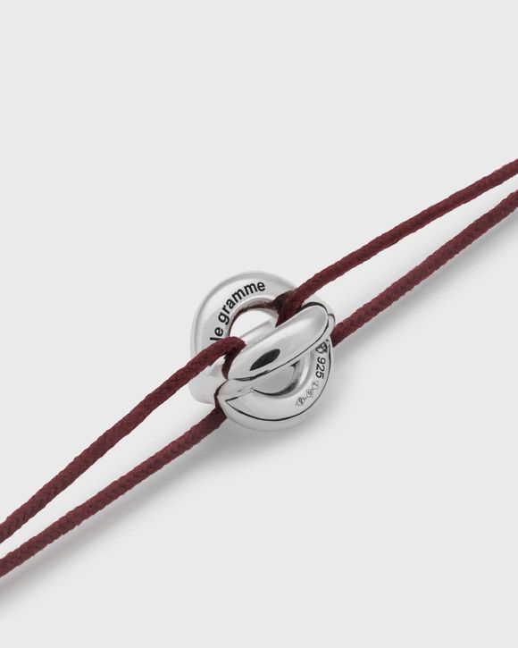 3g polished sterling silver burgundy entrelacs cord bracelet