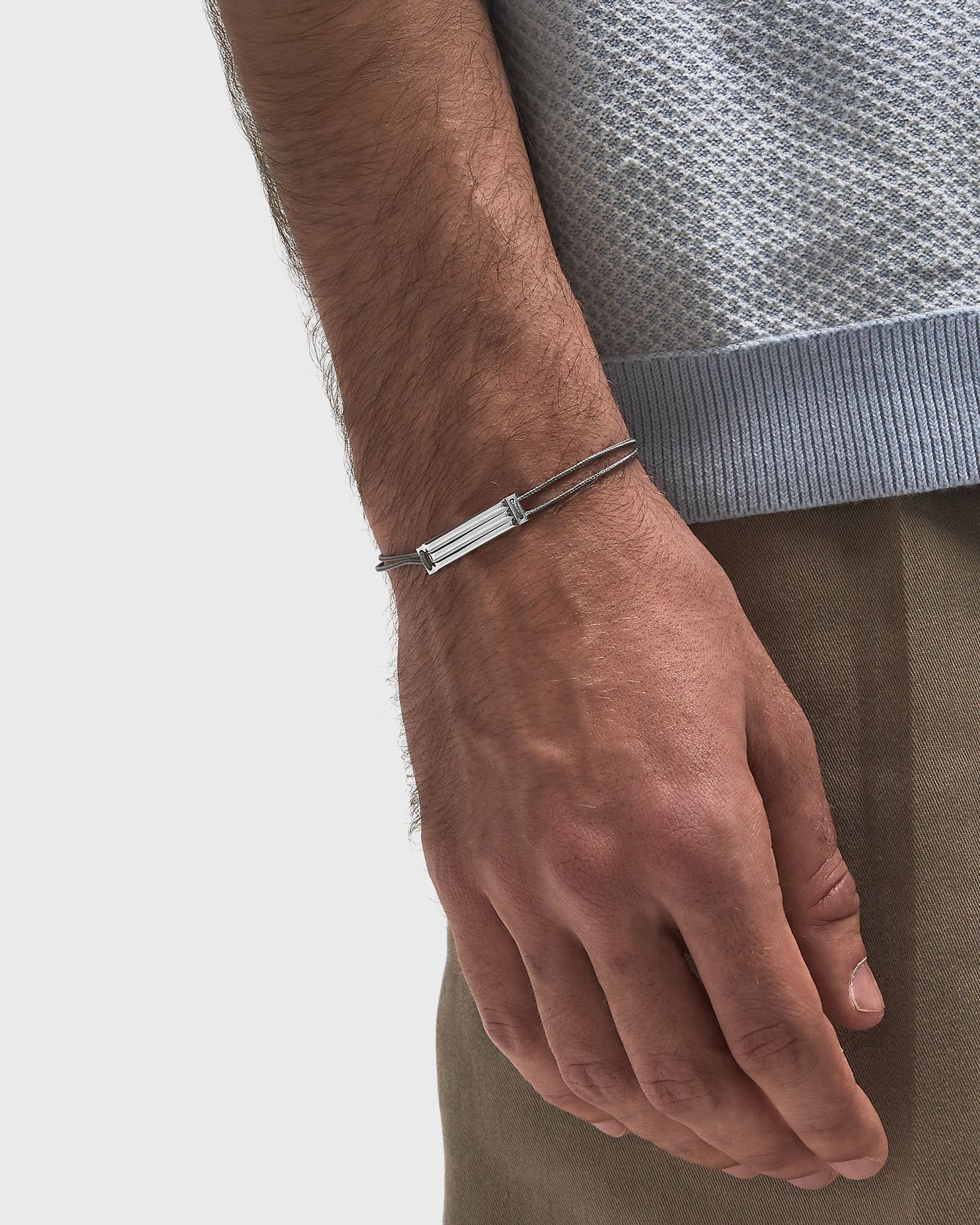 5g polished sterling silver grey godron cordon bracelet