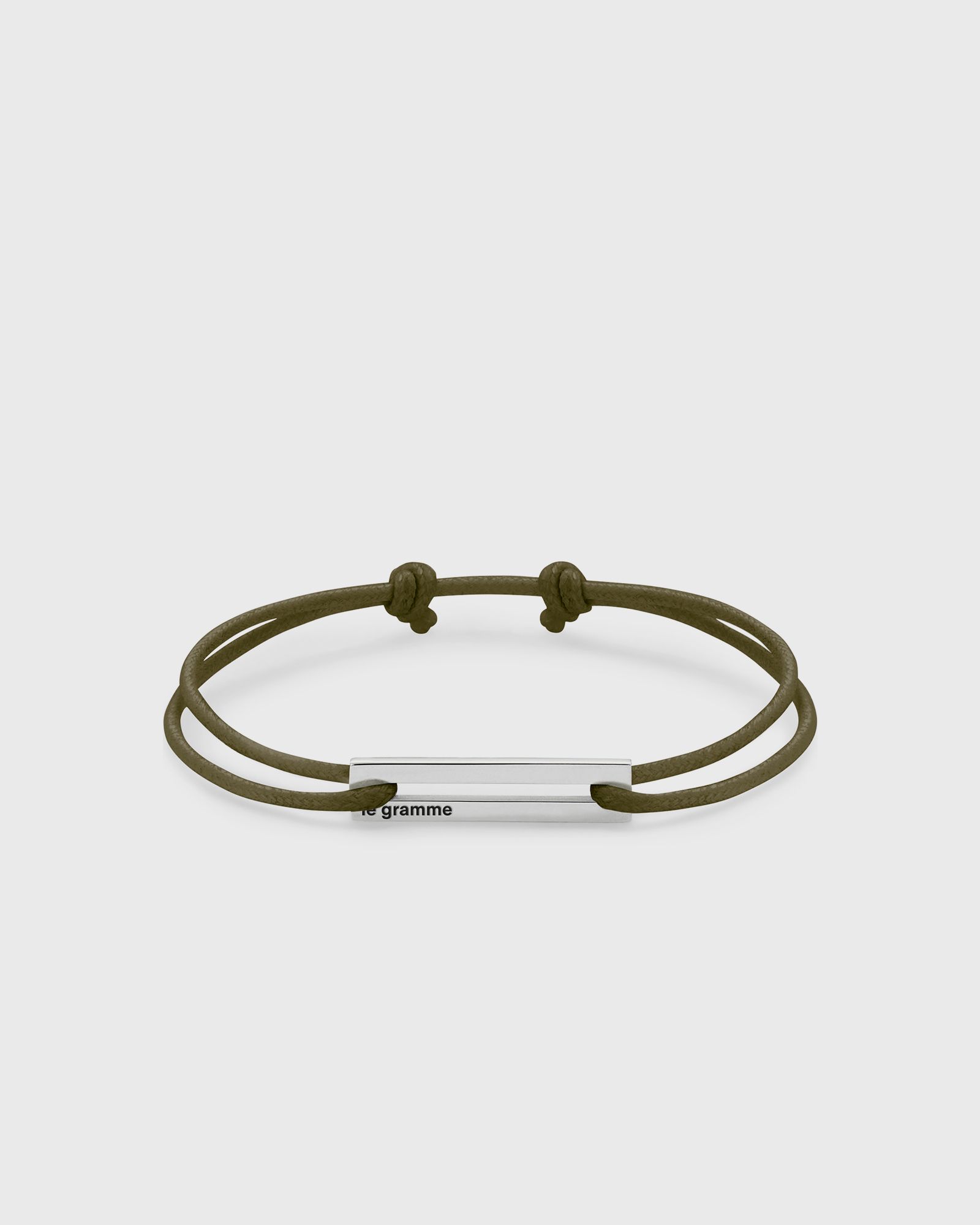 1.7g-polished sterling silver-khaki cord-bracelet