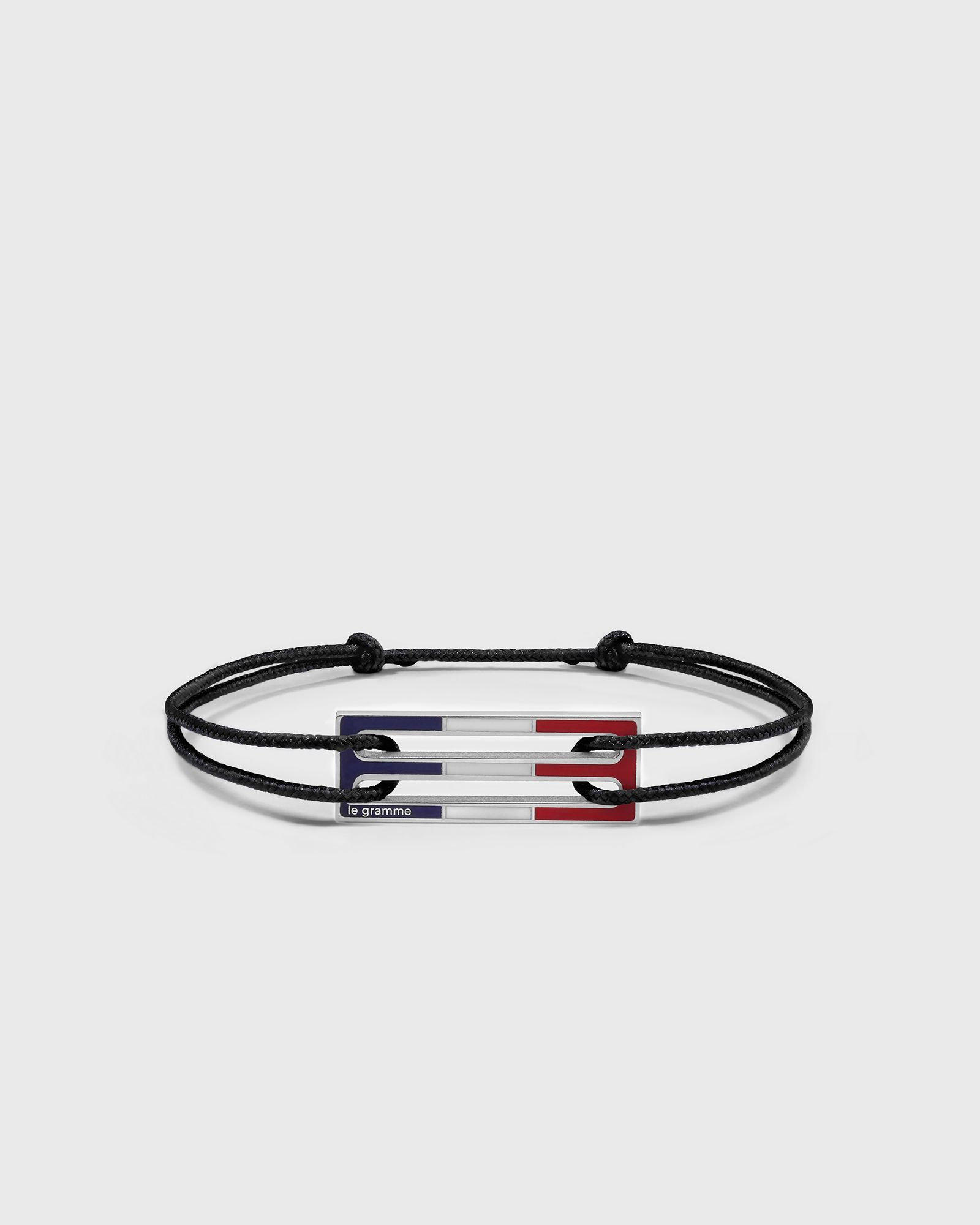 2.5g polished sterling silver tricolor lacquered cord bracelet