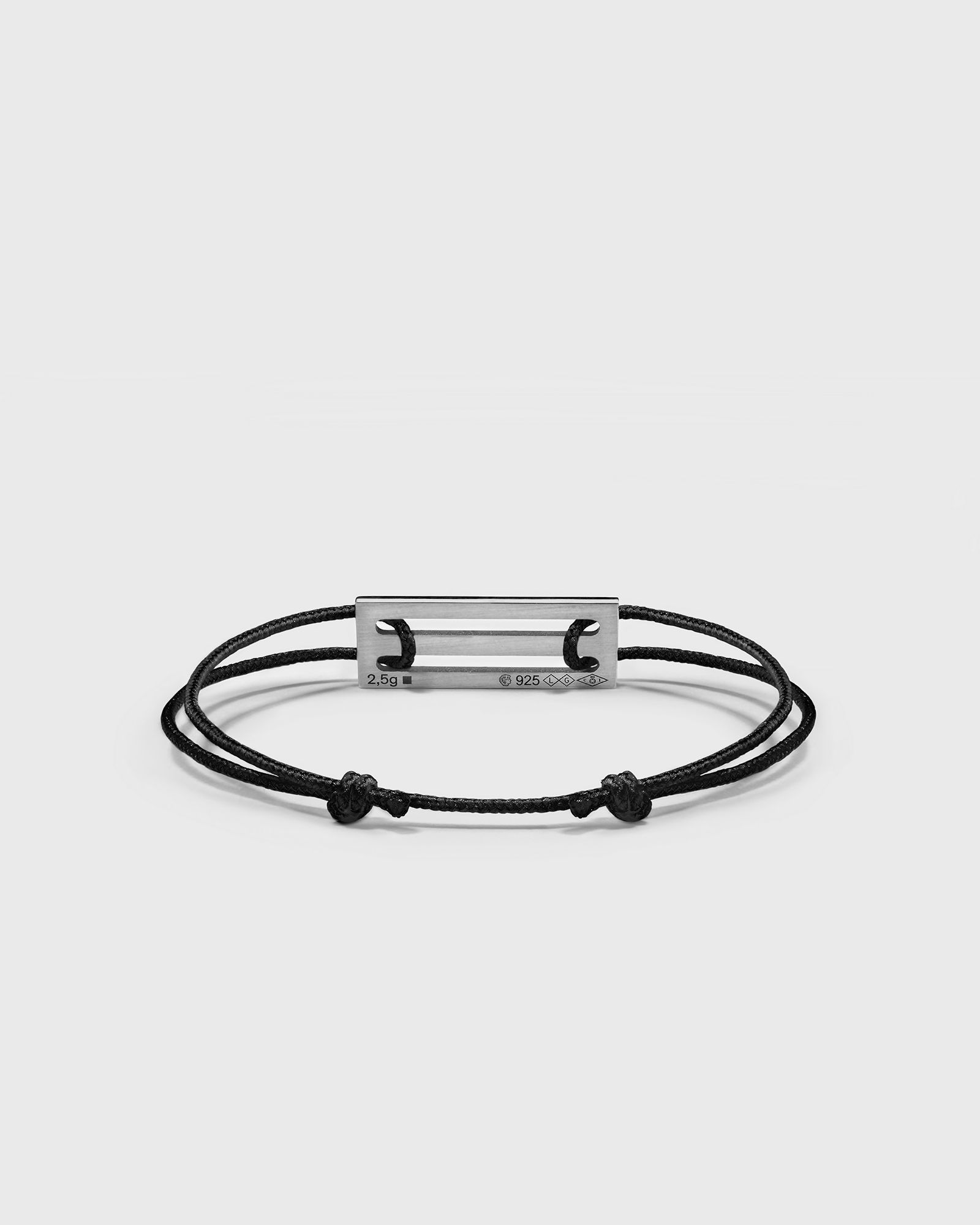 2.5g polished sterling silver tricolor lacquered cord bracelet