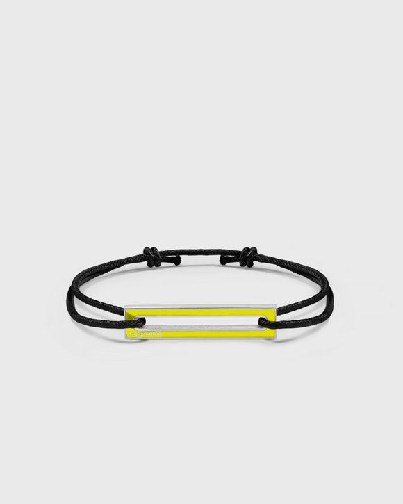 Le gramme 1.7g polished sterling silver yellow lacquered cord bracelet men Jewellery black yellow in size ONE SIZE