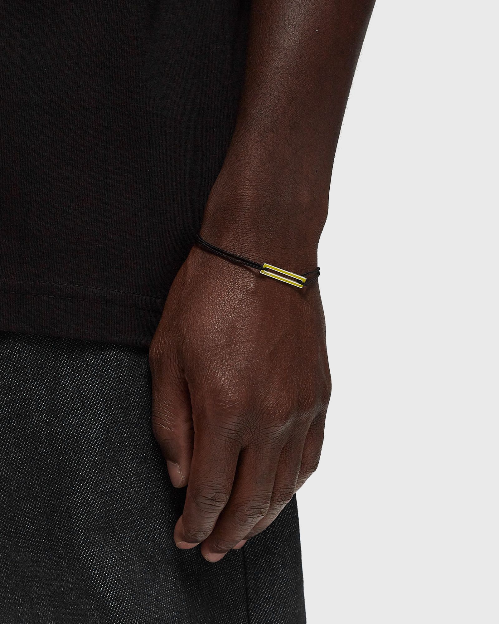 1.7g polished sterling silver yellow lacquered cord bracelet