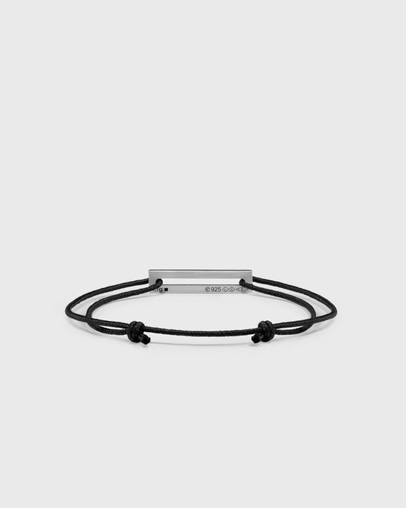 1.7g polished sterling silver black lacquered cord bracelet
