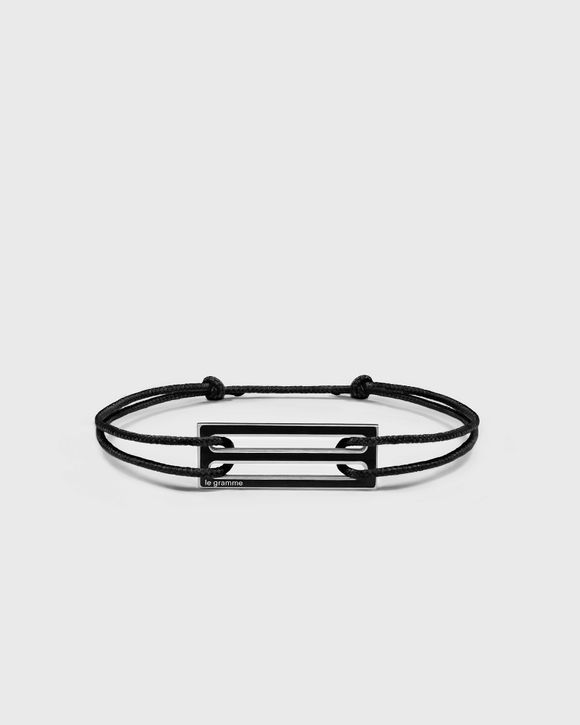 2.5g polished sterling silver black lacquered cord bracelet